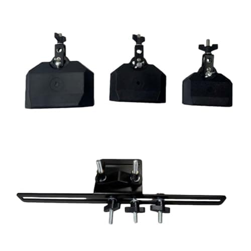 KiBcsLic 3 Pieces Drum Cowbells with Stand Assorted Sizes Cowbell Set Easy to Install Cowbell and Percussion Block for Stage, Band, Black