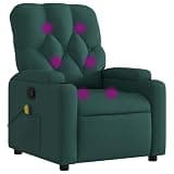 KTPRTOCK Massage Recliner Chair Dark Green Fabric with 6 Vibration Massage Points, Adjustable Backrest and Footrest 135 Degree Recline, Polyester Upholstery with Cup Holders and Side Pocket
