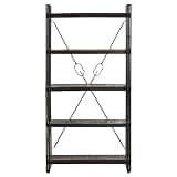 KGHFDVB 5-Tier Bookcase Black 35.4"x11.8"x70.9" Solid Mango Wood with Powder-Coated Steel Frame Industrial Bookshelf