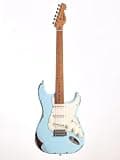 Rhxflame Light Blue Over Sunburst Vintage Road Worn Electric Guitar Alder Body Roasted Maple Neck Rounded Frets Vintage Tuners
