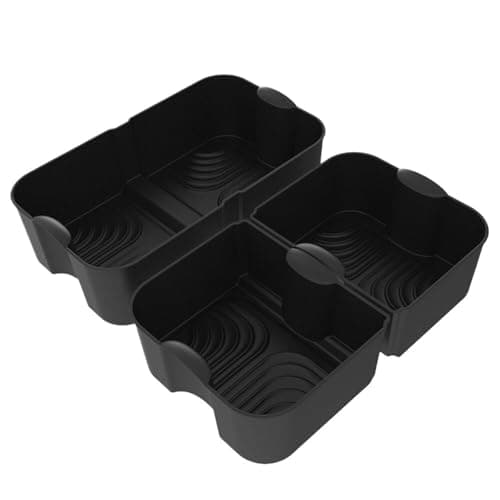 Rectangle Air Fryer Silicone Liners，Compatible For Ninja，DZ071/AF500UK Dishwasher Safe Air Fryer Liners(3 in 1 Black)