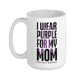 Alzheimer's Dementia Awareness Support Mom I Wear Purple For Ceramic Mug, White, 15oz