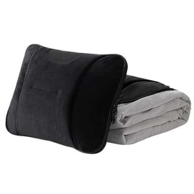 ZKXSDF Car Travel Blanket Waist Support Blanket for Renault Scenic/Grand Scénic/Xmod IV III II I J9 R9 JZ JM JA, Premium Soft 3 in 1 Warm Soft Travel Blanket Car Pillow Blanket,Black