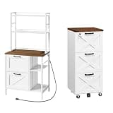 HOOBRO 3 Drawer File Cabinet and Cabinet Bundle, Printer Stand Fits Letter and A4 Size, Wooden File Cabinet with Printer Stand, WH93WJ01G1-WH74UWJ01