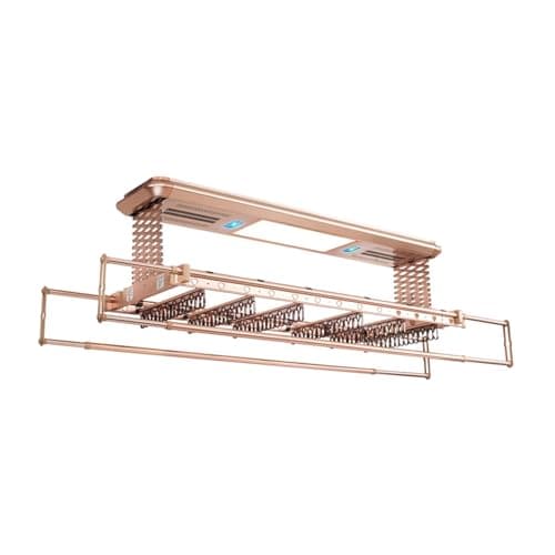 iumLeap Ceiling Clothes Dryer Aluminium and Steel Electric Clothes Dryer with Remote Control,Foldable Ceiling-Mounted Clothes Drying Rack with Heater Fan, Large 159cm x 3, Brown-One Size