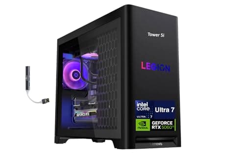 Lenovo Legion Tower 5i Gaming Desktop PC (Intel Ultra 7 265F, GeForce RTX 5060 Ti 8GB GDDR7, 32GB DDR5, 512GB PCIe SSD + 6TB HDD, Win 11 Home) w/DKZ USB Port Expander