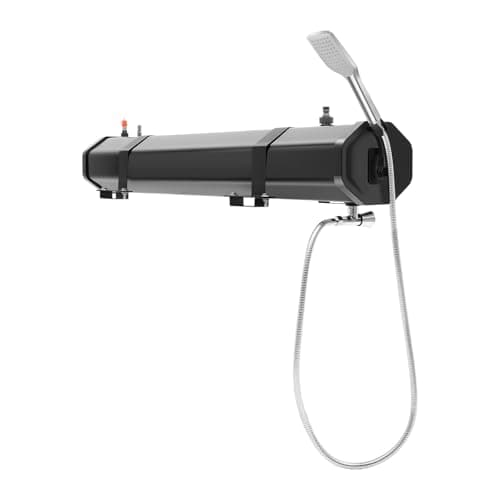 SOKDNHF 7.93gal Pressurized Water Tank for Camping Shower, Roof Rack Water Tank with Shower Head, Portable Off-Road Shower for Surfing, Beach Travel, Camping, Off-Road, Fishing