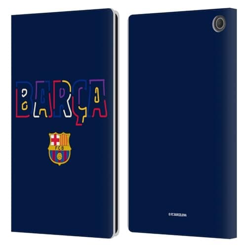 Head Case Designs Officially Licensed FC Barcelona Neon Barca Graphics Leather Wallet Case Compatible with Amazon Fire Max 11 2023