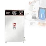 Commercial Water Heater Countertop Hot Water Urn, Single Double Triple Tap Optional, Adjustable Temperature LED Screen, Anti Dryout Protection for Bubble Tea Store Coffee Shop Catering(Silver,1)