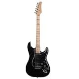 Electric Guitar Beginner Kit - Black 39 Inch Right Handed 6 String Basswood Guitar with 20W Amplifier, Bag, Strap, Plectrum, Tremolo Bar for Practice Music Learning Gift