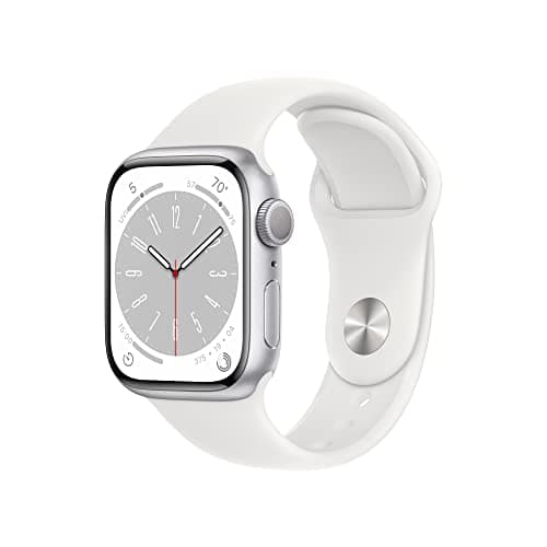 Apple Watch Series 8 [GPS, 41mm] - Silver Aluminum Case with White Sport Band, M/L (Renewed)
