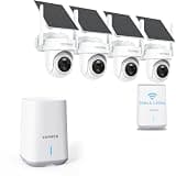 YOYIRYB 4-Camera Solar Security System + Extra Ethernet Base Station, 4K Outdoor Cameras, No Subscription, 64GB Local Storage, Color Night Vision