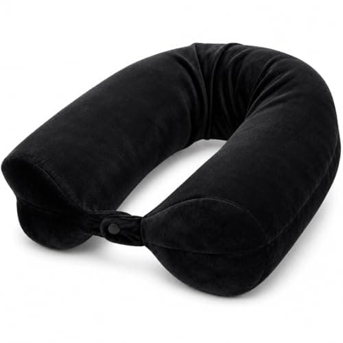 SKYREN Travel Neck Pillow Adjustable Memory Foam Support Pillow for Airplane, Car, Office and Home Use, Soft Neck and Back Cushion