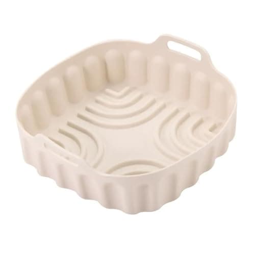 Square Silicone Air Fryer Liners Non-stick Food-grade Oven Tray Air Fryer Inserts Multi-color Airfryer Silicone Basket Kitchen(Beige-Large)