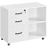 Yaheetech File Cabinet Mobile Letter Size File Organization Unit Mobile Lateral Filing Cabinet Printer Stand for Home and Office,White