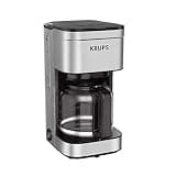 KRUPS Coffee Maker 10 Cups Simply Brew Stainless Steel Drip Coffee Maker, 900 Watts Coffee Filter, Drip Free, Dishwasher Safe Pot , Black & Silver