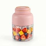 Portable Juicer Blender Cup, 28/45 Oz Fresh Juice Bottle with 38 Blades, Electric Wireless Rechargeable Compact Travel Dual Lid Personal Blender for Shakes Smoothies Ice Crushing (Pink, 28Oz)