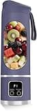 Etheryx Portable Blender, 450ml USB-C Rechargeable Mini Personal Blender with 12 Stainless Steel Blades, BPA-Free AS Plastic Juicer Cup for Smoothies, Shakes and Travel (purple)