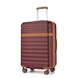 Kono Medium Sized Checked Luggage, 24 Inch Expandable with Spinner Wheels, TSA Lock, ABS + PC Lightweight Travel Suitcase with Larger Capacity and Lighter Weight, Burgundy