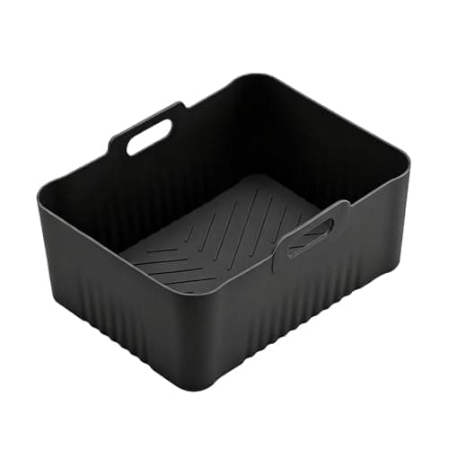 Air Fryer Silicone Liner，Compatible For COSORI，8.5L Air Fryer Basket，Compatible For Ninja，F400EU AF451EU Non-Stick Air Fryer Accessories Baking Tray(Black 1pcs)
