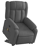 KMUNGDWG Electric Stand Up Massage Recliner Chair with Power Lift for Elderly, Dark Gray Fabric, 6 Massage Points and Electric Reclining Function