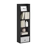Furinno LUDER Book Shelf, 5-Tier Bookshelf, Bookcase with Open Shelves, 9.4 x 15.8 x 52, Easy Assembly, for Living Room, Bedroom, Home Office, Blackwood