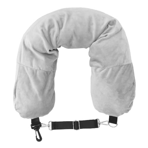 MOPFOL Pillow – Ergonomic U-Shaped Design Sleeping Rest Cushion Pillow with Storage for Airplane, Adjustable Strap for Organization, Cotton Filler(Grey)