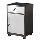 GFSGHZZ Metal Vertical File Cabinet with Lockable Storage Organizer for Home Office School Multi Purpose Garage Tool Chest Cabinet Rolling Printer Stand,Black +White-Ordinary Lock