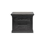 Pemberly Row Traditional Wood 2-Drawer Lateral File Cabinet, Ebony Black Finish, Hardwood Solids and Veneers, Locking Drawer, Crown Molding, Sleek Metal Hardware, Ball-Bearing Slides, Executive