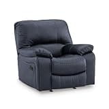 Signature Design By Ashley Leesworth Modern Power Rocker Recliner, USB Port, Gentle Rocking, Top Grain Leather and Matched Leather, 41" W x 41" D x 41" H, Blue
