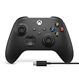 XBOX Wireless Gaming Controller + USB-C Cable | Carbon Black | Console, PC, & Android | Textured Grip | Wireless, Bluetooth, USB-C Connectivity