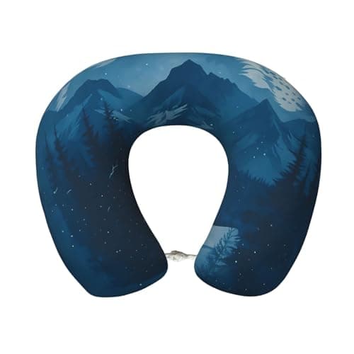 Silhouette, Snowy Woodland Wolf Walking Alone Travel Pillow Memory Foam U Shaped Neck Pillows Super Lightweight Portable Headrest