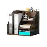 VHDY85KA Bookcase Office Desk Organizer Shelf Multifunctional Density Board Bookshelf File Holder Organizer Shelves
