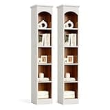 LITTLE TREE 70.9" Tall Bookshelf, 5-Tier Open Bookcase with Cubes, Bookshelves with Storage Space, Freestanding Narrow Bookcase for Home Office, White, 2 Pack