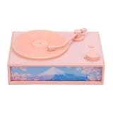 Omquot Vintage Turntable with Retro Design and Ambient Light Bluetooth Speaker for Bedroom Home Decor (Pinkish)