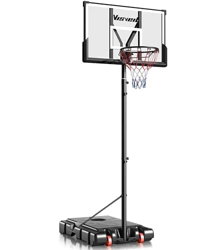 VISVEIL Basketball Hoop,Portable Basketball Hoop System for Outdoor, Adjustable Height 5.7-10ft 45in Backboard Basketball Goal for Kids Teen and Adult