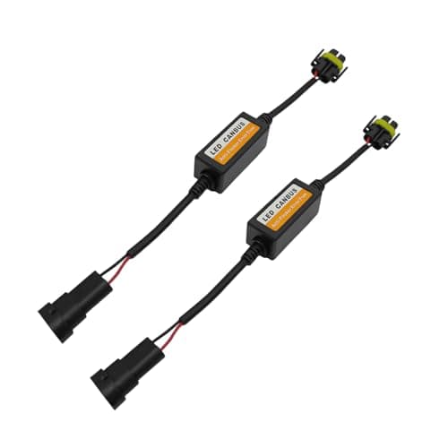 HAMOJUF 2PCS Car LED CAN Bus Decoder, H11 Anti-Flicker Error Free Vehicle LED Headlight Bulb Decoder Resistor, Automotive Turn Signal Warning Canceller Capacitors, Universal for Vehicles