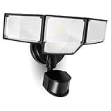 LUTEC 80W 9000LM LED Security Light Hardwire Motion Sensor Outdoor Lights, 4 Head LED Flood Lights Outdoor 5000K Daylight, IP65 Waterproof, Motion Detected Lights for Outside, Garage, Yard (Black)