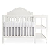 Dream On Me Aria Haven Mini Combo Crib with Attached Storage, Space-Saving Mini Crib, Durable Solid Wood Construction, Adjustable Mattress Support, Cannoli Cream