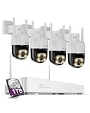 Loocam PoE Security Camera System Wireless 4K, Color Night Vision, 355° Pan 95° Tilt, Light & Siren Alarm, Human Vehicle Detection, Two-Way Audio Cameras for Home Security, 8CH NVR 1TB HDD