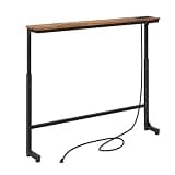 Kitstorack Narrow Console Table Behind Sofa Couch, Design with Adjustable Height (25"-33") & Power Outlets, Small Entryway Table - 5.9" D x39.4 L, Rustic Brown