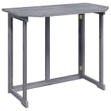Solid Acacia Wood Folding Balcony Table 35.4"x19.7"x29.1" Gray Wash Outdoor Coffee Table for Patio Garden