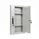 27.3" Tall Biometric Wall Safe Between 16" Studs, Fingerprint & Keypad Safe with Removable Pegboard & Shelves and Auto-Open Door, Wall Mounted Hidden In Wall Safes for Home