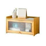 Display Storage Shelves Desktop Bamboo Bookshelf with Acrylic Door Storage Rack for Home Office Freestanding