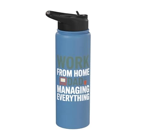 WFH Dad Remote Work Daddy Computer Job Fathers Day Stainless Steel Insulated Water Bottle