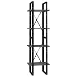 Makastle 4-Tier Bookcase Engineered Wood Floor Mount Office Etagere Shelf Weather Resistant 15.7" x 11.8" x 55.1" Rectangular