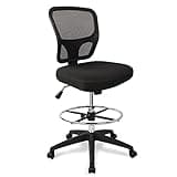 Armless Drafting Chair Tall Office Chair Adjustable Height High Back Ergonomic Desk Chair Drafting Stool Rolling Bar Stools Chairs with Footrest and Wheels