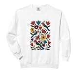 Cute Boho Scandinavian Inspired Flowers Birds Bees Vintage Comfort Colors Adult Sweatshirt