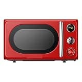 Retro Microwave Oven LED Lighting With Pull Handle Design And Child Lock 0.7 Ft Stainless Steel Finish Energy Efficient And Mod