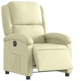 UBVNFGMK Cream Real Leather Power Recliner Chair with Electric Reclining Function, Side Pocket, and Wood-Metal Frame